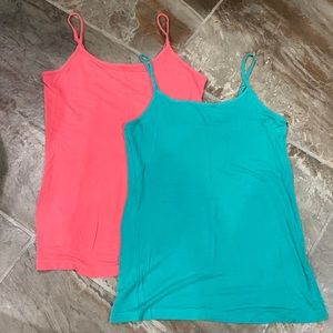 2 Faded glory pink and teal tank top. Size small (4-6)